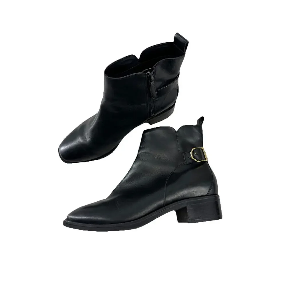 Cole Haan Size 8 B Womens Kimberly Black Leather Side Zip Ankle Bootie W22299